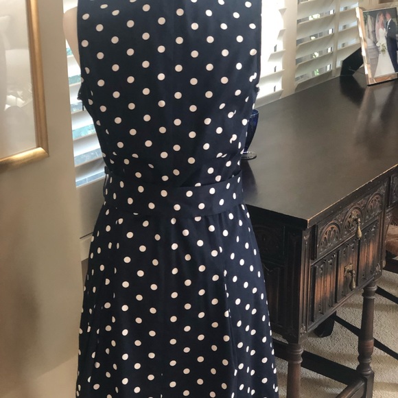 chaps Dresses & Skirts - Navy blue polka dot dress